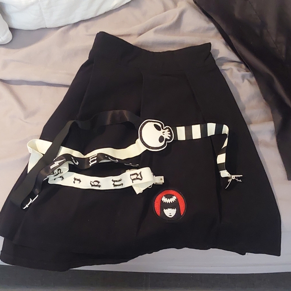 Dolls Kill Black Pleated Mini Skirt with Suspenders - Picture 5 of 6